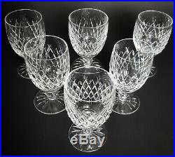 Set Of 6 Waterford Crystal Boyne Water Goblets Stems