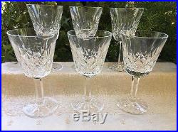 Set Of 6 Waterford Crystal Wine Glass Lismore Claret 5 7/8 Vintage Irish