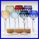 Set Of 7 Colors Vintage Style Hand Cut To Clear Crystal Hock Wine Glass Goblets