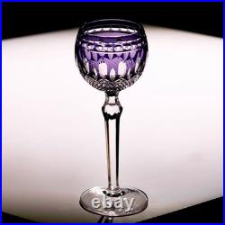 Set Of 7 Colors Vintage Style Hand Cut To Clear Crystal Hock Wine Glass Goblets