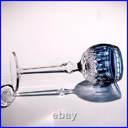 Set Of 7 Colors Vintage Style Hand Cut To Clear Crystal Hock Wine Glass Goblets