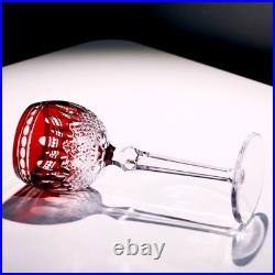 Set Of 7 Colors Vintage Style Hand Cut To Clear Crystal Hock Wine Glass Goblets