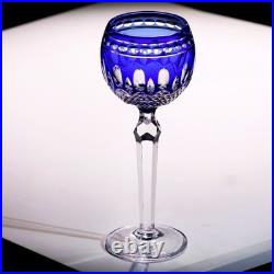 Set Of 7 Colors Vintage Style Hand Cut To Clear Crystal Hock Wine Glass Goblets
