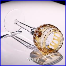 Set Of 7 Colors Vintage Style Hand Cut To Clear Crystal Hock Wine Glass Goblets