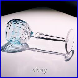 Set Of 7 Colors Vintage Style Hand Cut To Clear Crystal Hock Wine Glass Goblets