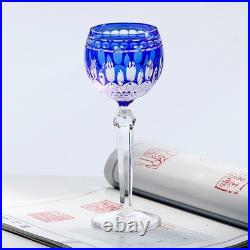 Set Of 7 Colors Vintage Style Hand Cut To Clear Crystal Hock Wine Glass Goblets