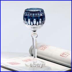 Set Of 7 Colors Vintage Style Hand Cut To Clear Crystal Hock Wine Glass Goblets