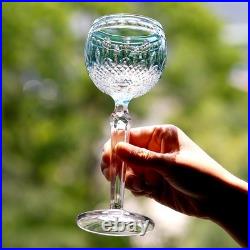 Set Of 7 Colors Vintage Style Hand Cut To Clear Crystal Hock Wine Glass Goblets