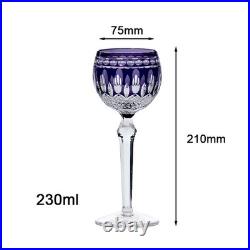 Set Of 7 Colors Vintage Style Hand Cut To Clear Crystal Hock Wine Glass Goblets
