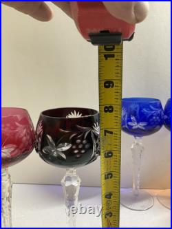 Set Of 7 Nachtmann Dekor Multi-Color Cut To Clear 7 1/2 Crystal Wine Glasses Set Of 7 Nachtmann Dekor Multi-Color Cut To Clear 7 1/2 Crystal Wine Glasses