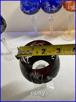 Set Of 7 Nachtmann Dekor Multi-Color Cut To Clear 7 1/2 Crystal Wine Glasses Set Of 7 Nachtmann Dekor Multi-Color Cut To Clear 7 1/2 Crystal Wine Glasses