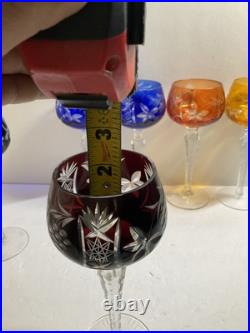 Set Of 7 Nachtmann Dekor Multi-Color Cut To Clear 7 1/2 Crystal Wine Glasses Set Of 7 Nachtmann Dekor Multi-Color Cut To Clear 7 1/2 Crystal Wine Glasses