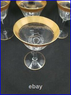 Set Of 7 Vintage Tiffin Rambler Rose Gold Rim Champagne/cocktail Glass Goblets