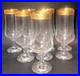 Set Of 8 Crystal Footed Ice Tea Glasses Textured Band Gold Rims Circleware H7.5