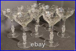 Set Of 8 Libbey NEWGATE Rock Sharpe Crystal Champagne Sherbet Glasses Etched