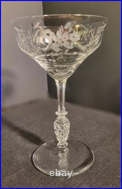 Set Of 8 Libbey NEWGATE Rock Sharpe Crystal Champagne Sherbet Glasses Etched