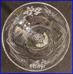Set Of 8 Libbey NEWGATE Rock Sharpe Crystal Champagne Sherbet Glasses Etched
