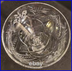 Set Of 8 Libbey NEWGATE Rock Sharpe Crystal Champagne Sherbet Glasses Etched