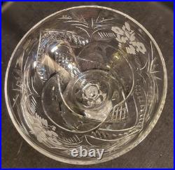 Set Of 8 Libbey NEWGATE Rock Sharpe Crystal Champagne Sherbet Glasses Etched