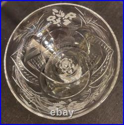 Set Of 8 Libbey NEWGATE Rock Sharpe Crystal Champagne Sherbet Glasses Etched