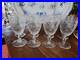 Set Of 8 Rock Sharpe Etched Wine Water Pedestal Goblets Leaf Pattern