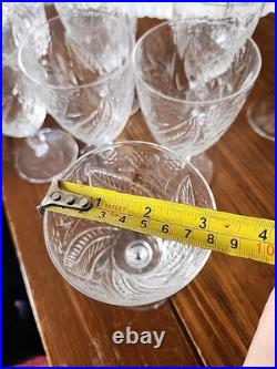 Set Of 8 Rock Sharpe Etched Wine Water Pedestal Goblets Leaf Pattern