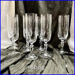 Set Of 9 Bohemian Czech Fine Crystal Grape Vine Etched Champagne Flutes 7.75