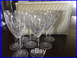 Set Of Eight (8) Waterford 7 1/8 Araglin Golden Crystal Wine Claret Glasses