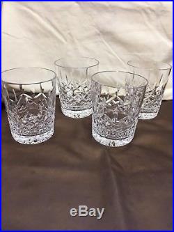 Set Of Four Waterford Lismore Double Old Fashioned 4 1/2 Glasses Tumblers12 Oz