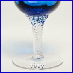 Set Of Ten (10) Gorham Octette Blue Blown Glass Wine Glasses