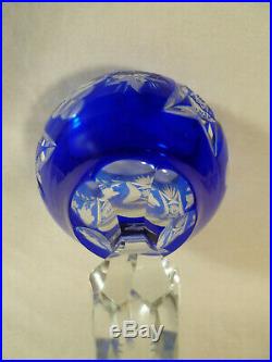 Set Of Three Vintage Nachtmann German Cobalt Blue Cut Crystal Glass Wine Goblets