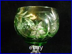 Set Of Three Vintage Nachtmann Germany Green Cut Crystal Glass Wine Goblets