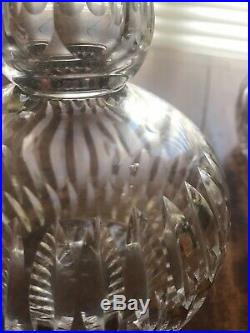Set Of Two HAWKES Cut-Crystal Carafes 10 Signed Early 1900's Decanters