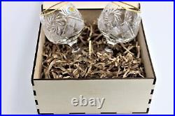 Set Of Two Vintage Crystal Glasses Brandy&Cognac Snifter With 24K Gold Rim 7 Oz