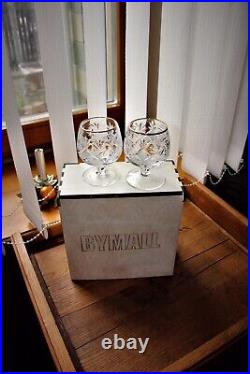 Set Of Two Vintage Crystal Glasses Brandy&Cognac Snifter With 24K Gold Rim 7 Oz