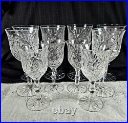 Set of 10 American Cut Crystal Eleanor Pattern Blown Glasses 4-(5.75), 6-(7)H