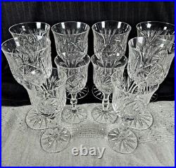 Set of 10 American Cut Crystal Eleanor Pattern Blown Glasses 4-(5.75), 6-(7)H
