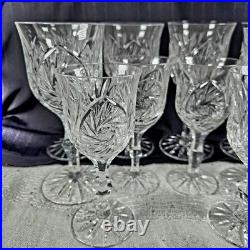 Set of 10 American Cut Crystal Eleanor Pattern Blown Glasses 4-(5.75), 6-(7)H