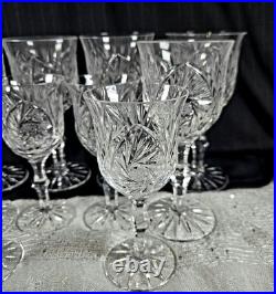 Set of 10 American Cut Crystal Eleanor Pattern Blown Glasses 4-(5.75), 6-(7)H