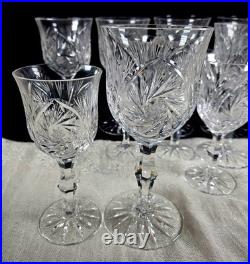Set of 10 American Cut Crystal Eleanor Pattern Blown Glasses 4-(5.75), 6-(7)H