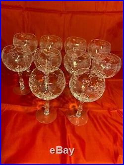 Set of 10 FOSTORIA Crystal Clear NAVARRE Pattern Magnum Wine Glasses 7 1/4