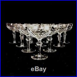 Set of 10 Waterford Ireland Crystal Cut Glass Curraghmore Saucer Champagnes
