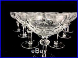 Set of 10 Waterford Ireland Crystal Cut Glass Curraghmore Saucer Champagnes
