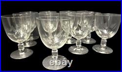 Set of 11 Vintage Reizart Crystal Water Glasses Cube Stem Etched Wheat Pattern