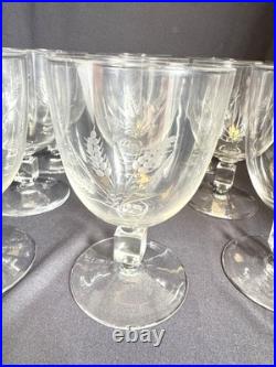 Set of 11 Vintage Reizart Crystal Water Glasses Cube Stem Etched Wheat Pattern