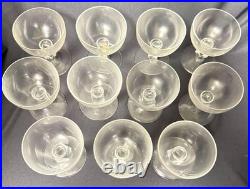Set of 11 Vintage Reizart Crystal Water Glasses Cube Stem Etched Wheat Pattern