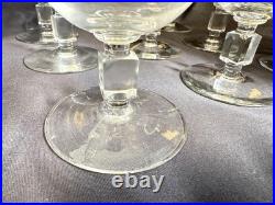 Set of 11 Vintage Reizart Crystal Water Glasses Cube Stem Etched Wheat Pattern