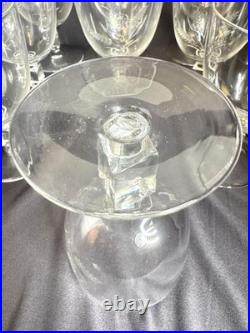 Set of 11 Vintage Reizart Crystal Water Glasses Cube Stem Etched Wheat Pattern