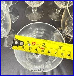 Set of 11 Vintage Reizart Crystal Water Glasses Cube Stem Etched Wheat Pattern