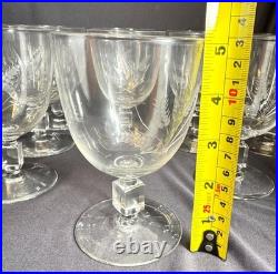 Set of 11 Vintage Reizart Crystal Water Glasses Cube Stem Etched Wheat Pattern
